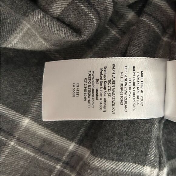 Polo Ralph Lauren Gray Plaid Cotton Elbow Patch Flannel Shirt Size Large - Picture 4 of 10